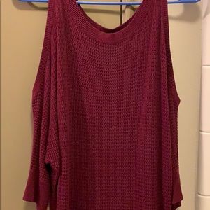 Cute cold shoulder short sleeve sweater